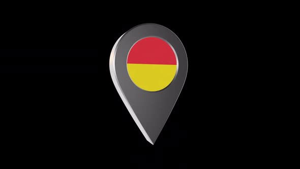 3d Animation Map Navigation Pointer With Flag Of Wroclaw (Poland) With Alpha Channel - 2K