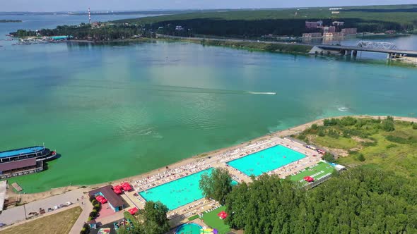 Public pools during the hot summer season.