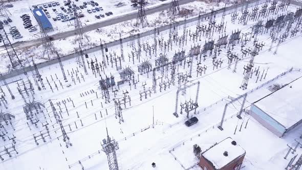 Top view of electric city substation