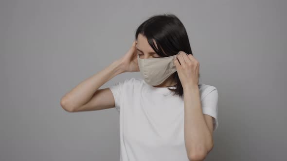 Woman Doctor Wearing Mask. Close Up of Nurse in the Medical Mask. Portrait of the Girl in Protection