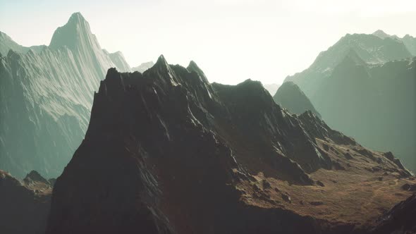 Sunset at Andes Mountains Inside Central Chile