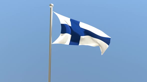 Finnish flag on flagpole.