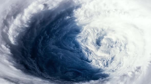 Eye of Hurricane as Seen from Space. Zoom In.