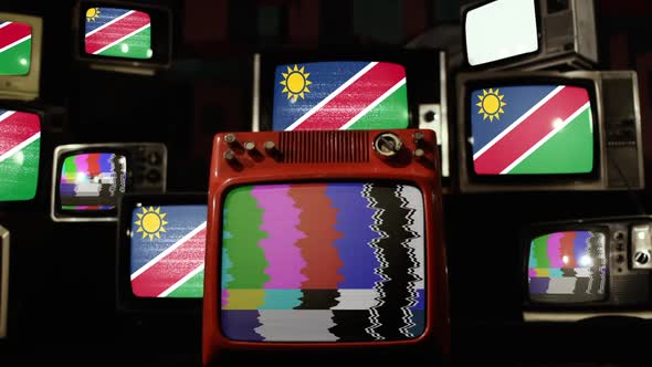 Flag of Namibia on Retro TV Stack.