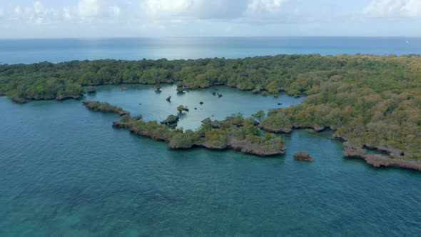 Aerial photography of ocean islands