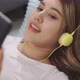 Close Up Happy Asian Woman Listening To Music By Headphones. - VideoHive Item for Sale