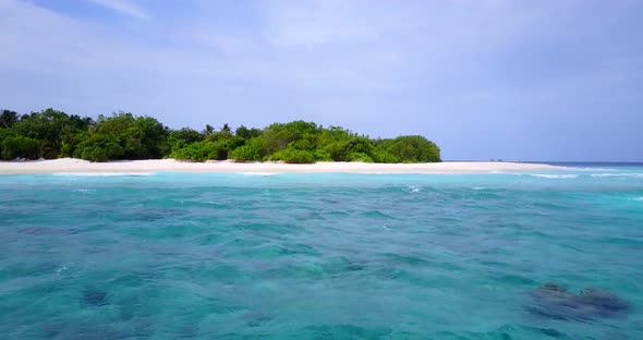 Tropical overhead abstract shot of a white sand paradise beach and blue sea background in best quali