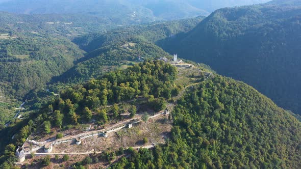 Aerial Of Anakopia Fortress And Iverskaya Mountain Abkhazia