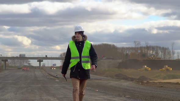 Engineer Is Under Construction on the Road