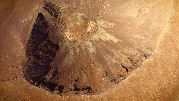 Aerial view of the volcano crater in Caldera de Gairia at Fuerteventura.