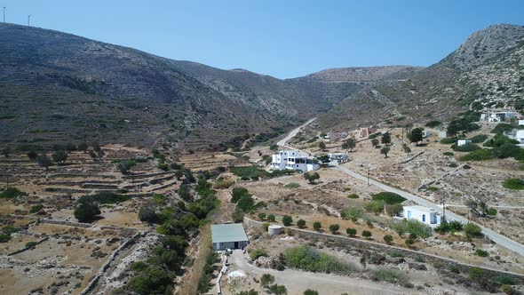 Mylopotas on the island of Ios in the Cyclades in Greece seen from the sky