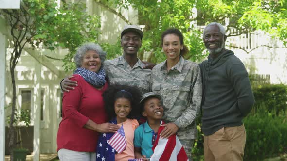 Portrait of soldier with his family