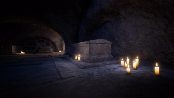 Old Dark Catacombs with Candles