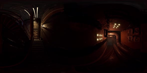 A Long Corridor with Many Open Doors of a Lost Place alt