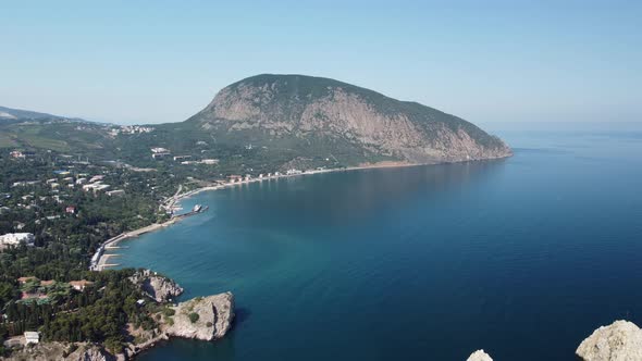 Panoramic View on Bear Mountain AuDag Near City Gurzuf on the South Coast of Crimea