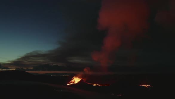 Landscape Shot of An Idle Volcano And Diminishing Smoke