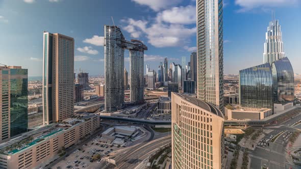 Aerial View of New Skyscrapers and Tall Buildings Timelapse