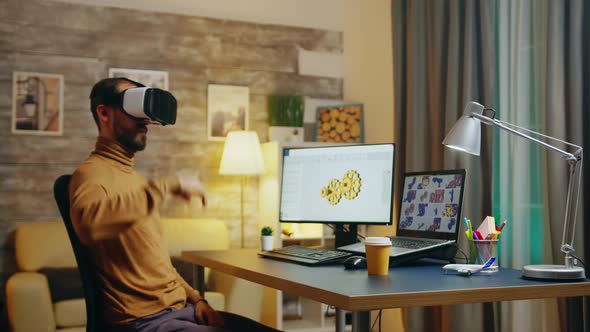 Bearded Engineer Using Virtual Reality Headset