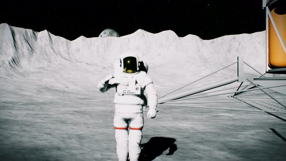 Astronaut In The Moon Crater