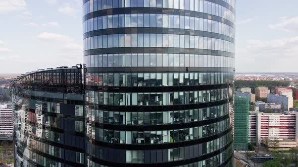 Aerial View of Modern Office Building with Big Windows