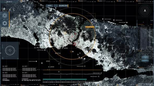 Innovative Military Satellite Network Analysing Location Of Terrorist Base alt