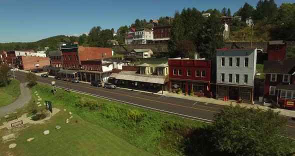 Aerial views of Thomas, WV revealing the intimacy and grandness of the countryside that surrounds it