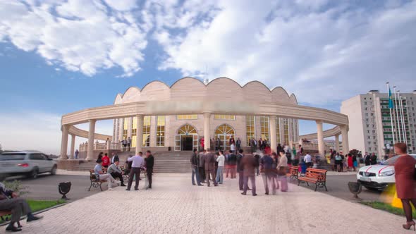 Main Registry Office in Uralsk City Timelapse Hyperlapse, Kazakhstan