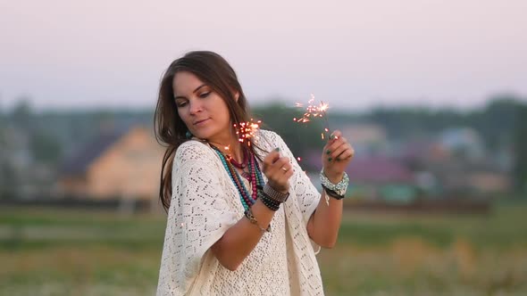 Attractive Woman Aged Boho Style