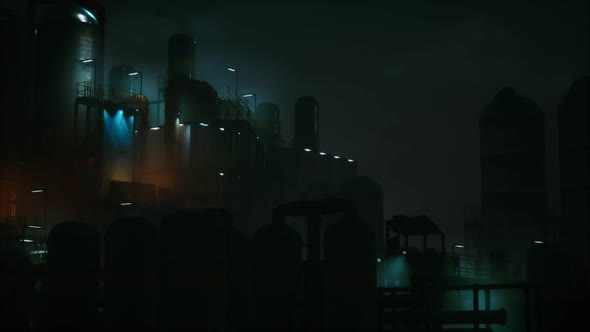 Petrochemical Industry Factory at Night alt
