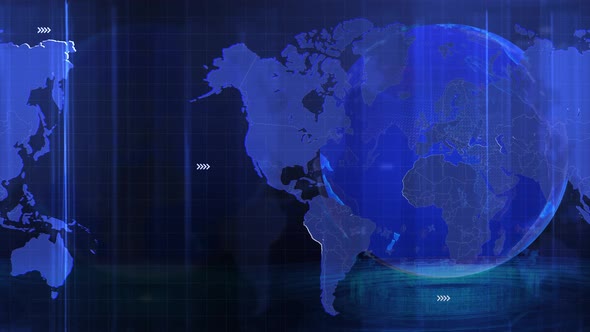 Digital World Map News Studio Background A