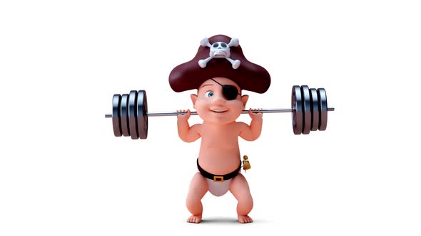 Fun 3D cartoon of a baby pirate