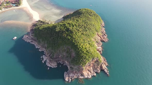 Aerial Drone View Koh Ma Island Ko Phangan Thailand, Exotic Coast Mae Haad Beach