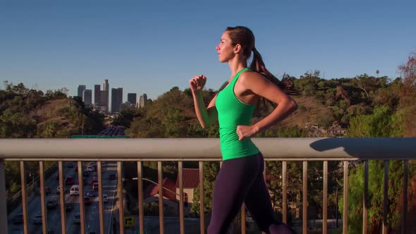 Athletic Woman Running Slow Motion