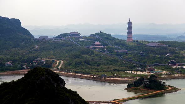 Bai Dinh Pagoda Landscape in Ninh Binh, Vietnam Timelapse