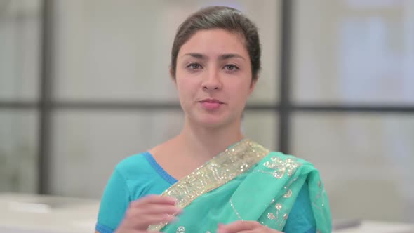 Portrait of Indian Woman Talking on Online Video Call