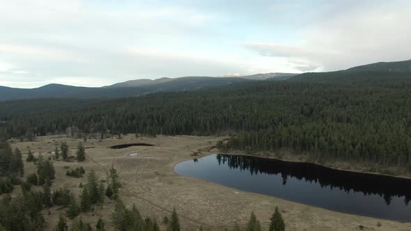 Aerial Panoramic View of a Lake in the Canadian Landscape