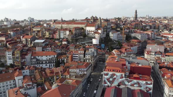 View of the city of Porto in Portugal - Praça do Infante D. Henrique
