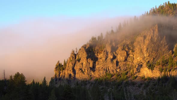 Yellowstone misty sunrise