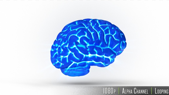 Isolated Human Brain Glowing Xray Concept