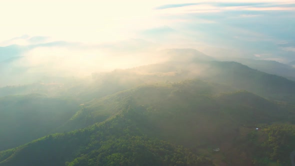 4K aerial view from a drone flying over the valley