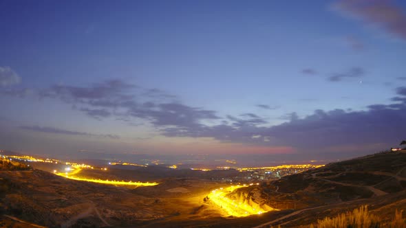 Time lapse of dawn breaking over Jordan