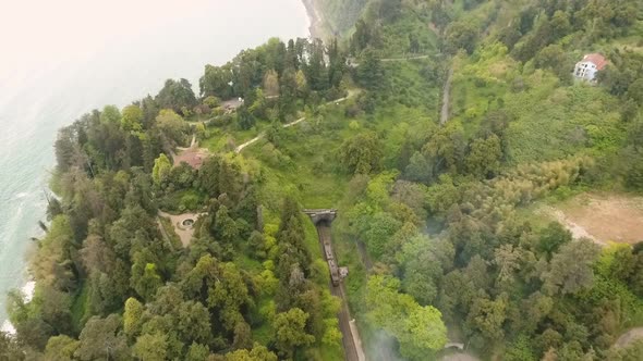 Train Quickly Moving on Batumi Railway Along Seacoast, Transport Infrastructure