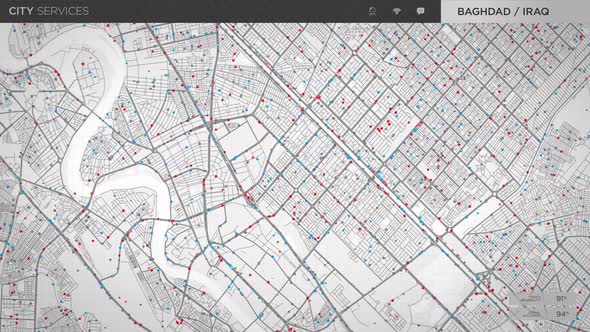 Smart navigation technology inspecting gps signals on the transportation map alt