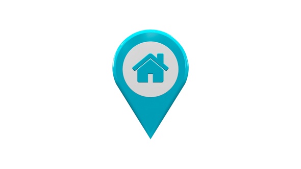 Cyan 3D Home Map Location Pin V8