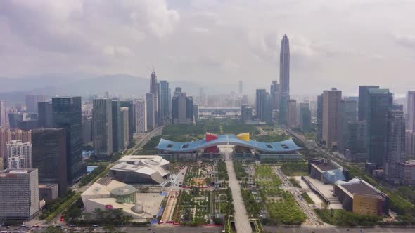 Shenzhen Urban Cityscape. Central Business District. Futian. Aerial View