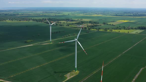 The wind power stations on the agriculture field