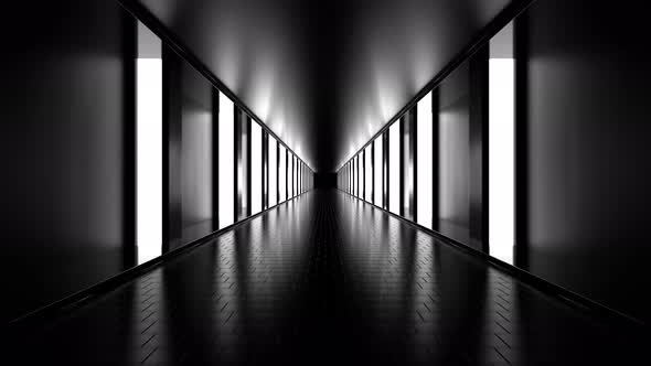 Loop Road Between White Lighted Walls