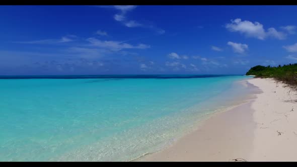 Aerial above landscape of marine coast beach trip by aqua blue sea and white sand background of adve