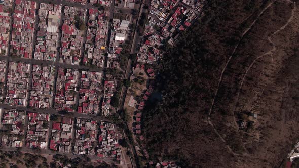 Cenital view of the old aqueduct in mexico city