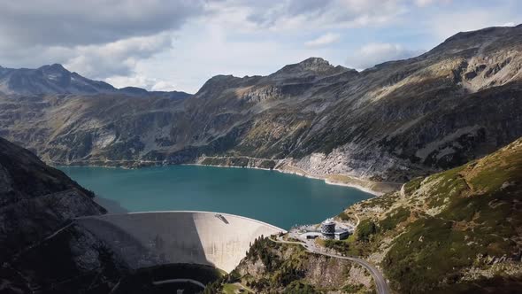 Aerial View of Kolnbrein Dam in Carinthia, Austria